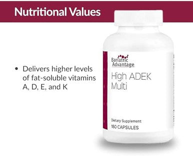 Bariatric Advantage High Adek Multi For Bariatric Surgery Patients Multivitamin With Vitamins A D E K & Trace Minerals 100%+ Dv Of Adek 180 Capsules
