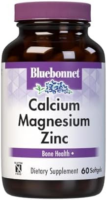 Bluebonnet Nutrition Calcium Magnesium Zinc Plus Vitamin D3, 1000 Mg Of Calcium, 500 Mg Of Magnesium And 15 Mg Of Zinc, 400Iu Vitamin D3, For Strong Healthy Bones, Gluten-Free, Dairy-Fee, 120 Softgel