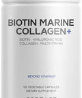 Codeage Biotin Marine Collagen Peptides - Wild-Caught Marine Collagen Types I & Iii Biotin Vitamins C & E Hyaluronic Acid Amino Acids Fruit And Herb Blend Non-Gmo 120 Capsules