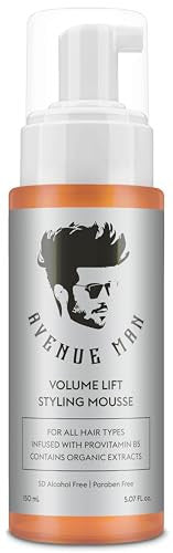 Avenue Man Volume Lift Mousse - 5.07 Oz Hair Foam With Argan Oil Silk Protein & Vitamin E For Strength Thickness & Control - Hair Mousse For Men For All Hair Types - Alcohol & Paraben