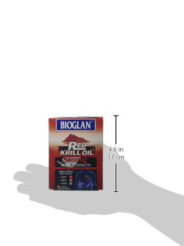 Bioglan Red Krill Oil Max Strength 1000 mg, high in Omega-3 Fish Oil, EPA & DHA help to support your Heart, Eye and Brain health, one month supply 30 capsules