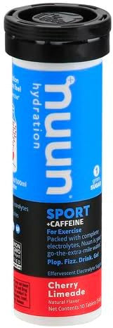 Nuun Sport + Caffeine: Electrolyte Drink Tablets Cherry Limeade 1 Tube (10 Servings)