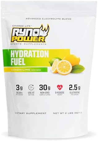 Ryno Power Hydration Fuel Electrolyte Drink Mix 2Lb (20 Servings) 'Lemon Lime' Advanced Electrolyte Formula + Bcaa'S Gluten Sustained Energy And Muscle Recovery