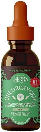 Herbs Etc. ChlorOxygen Chlorophyll Concentrate Mint Alcohol Free Liquid Extract Liquid Chlorophyll Drops