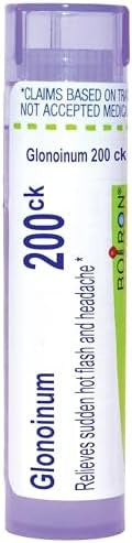 Boiron Glonoinum 200Ck Homeopathic Medicine Hot Flash Glonoinum Sunstroke & Headaches 80 Pellets