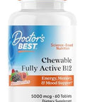 DoctorS Best Chewable Vitamin B12 Methylcobalamin For Men and Women Vitamin B 12 5000 Mcg Vit B12 Supplement Vegan Gluten Non Gmo Fully Active Mixed Berries Flavor 60 Tablets