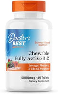 DoctorS Best Chewable Vitamin B12 Methylcobalamin For Men and Women Vitamin B 12 5000 Mcg Vit B12 Supplement Vegan Gluten Non Gmo Fully Active Mixed Berries Flavor 60 Tablets