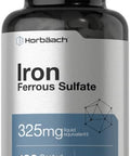Horbaach Iron Supplement Tablets 180 Count Ferrous Sulfate Vegetarian NonGMO and Gluten Free