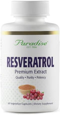 Paradise Herbs Resveratrol Antioxidant Super Potent Ultra Pure Vegan Non Gmo Gluten 180 Vegetarian Capsules
