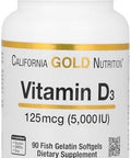 California Gold Nutrition Vitamin D3 Supplement Gluten Nongmo 125 Mcg (5000 Iu) 90 Fish Gelatin Softgels