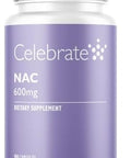 Celebrate Vitamins Nac (N-Acetyl Cysteine) Supplement, 600Mg Per Capsule, Gluten , Non-Gmo, 90 Capsules