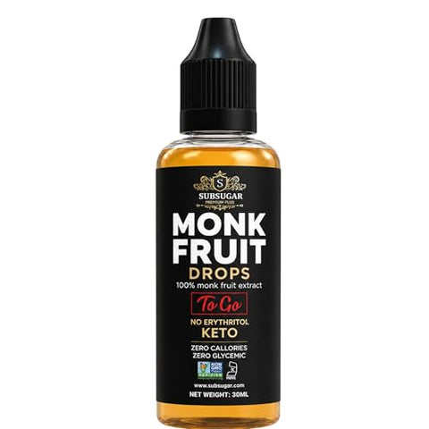 SubSugar Pure Monk Fruit Sweetener Home & Travel Bundle ÃƒÂ¢Ã¢â€šÂ¬Ã¢â‚¬Å“ 250ml Liquid Monk Fruit Drops + 30ml Travel Size ÃƒÂ¢Ã¢â€šÂ¬Ã¢â‚¬Å“ No Erythritol, Zero Sugar, Keto Friendly
