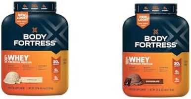 Body Fortress 100% Whey Protein Powder Vanilla & Chocolate 3.9Lbs (Packaging May Vary)