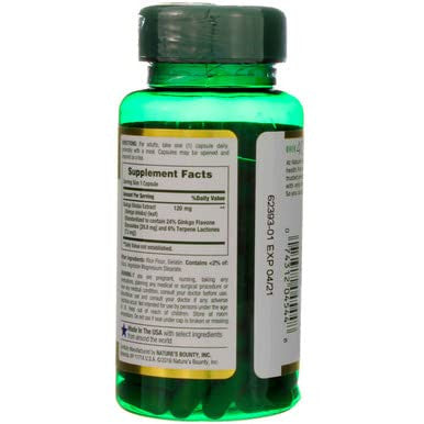 Nature's Bounty Ginkgo Biloba 120 Mg Double Strength - 100 Capsules Pack Of 2