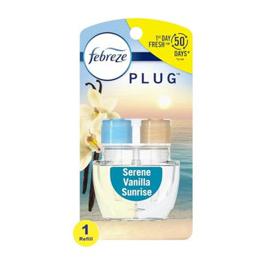 Febreze Odor-Fighting Fade Defy Plug Air Freshener Refill Serene Vanilla Sunrise (1 Refill) Of 0.87 Fl Oz Starter Kit