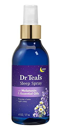 Dr Teals Melatonin Sleep Bath Set (Foaming Bath (34 Oz) Body Lotion (8 Oz) & Sleep Spray (6Oz) Stress Relief Lavender & Melatonin Promotes Better Sleep At Home Spa Kit Relax Before Bed