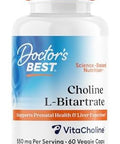 Doctor'S Best Choline Lbitartrate (Vitacholine) Supports Prenatal Health & Liver Function Nongmo Gluten Soy Vegan 60 Veggie Caps