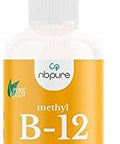 Nbpure Organic & Vegan Vitamin Methyl B12 Spray " Natural Energy Mood & Nerve System Support For Women Men Kids " 500Mcg Liquid Methylcobalamin Per Spray