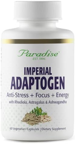 Paradise Herbs Imperial Adaptogens With Ashwagandha Astragalus Rhodiola Proprietary Adaptogen Blend For Stress Support Focus & Energy 60 Vegetarian Capsules