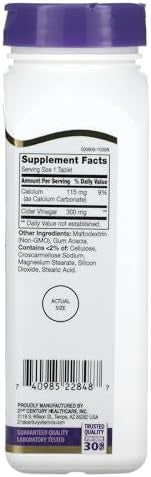 21St Century Apple Cider Vinegar 300 Mg 250 Tablets