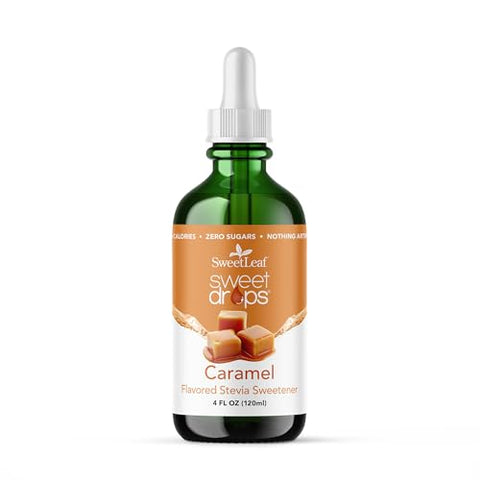 SweetLeaf Sweet Drops Flavored Stevia Liquid Sweetener Organic Stevia Extract Zero Calorie Keto Friendly Non GMO Natural Flavor Sugar Alternative Caramel 4 Fl Oz (Pack of 1)