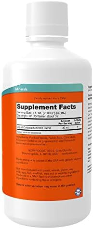 Now Foods Supplements, Colloidal Minerals Liquid, Plant Derived, Essential Trace Minerals, 32-Ounce