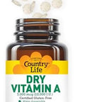 Country Life Vitamin A 10000 IU Immune Support Skin and Eye Health Supplement Certified GlutenFree Vegan Halal Kosher 50% BetaCarotene and 50% Retinyl Palmitate Easy Absorption 100 Tablets