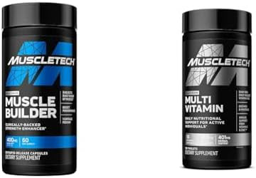 Muscletech Muscle Builder With 400Mg Peak Atp And Platinum Multivitamin With Amino Support Matrix And Vitamin C Muscle Building And Immune Support Supplement Bundle For Men And Women