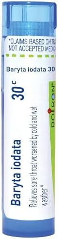 Boiron Baryta Iodata 30C For Sore Throat Worsened By Cold & Wet Weather 80 Pellets