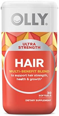 Olly Ultra Strength Hair Softgels Supports Hair Health Biotin Keratin and Metabolism Gummy Rings Apple Cider Vinegar Vitamin B12 Chromium