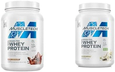 Muscletech Grass Fed Whey Protein Powder Triple Chocolate & Deluxe Vanilla 1.8 Lbs Each