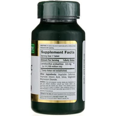 Nature's Bounty Nature'S Bounty Acidophilus Probiotic Friendly Bacteria For The Digestive System 100 Million Cfu 120 Tablets (Packaging May Vary)