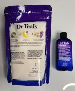 Dr. Teal'S Sleep Bath Epsom Salt & Foaming Bath With Melatonin & Essential Oils2 Piece Travel Set 11Oz. Bag Of Bath Salts & 3Oz Bottle Of Foam Bath (Melatonin)