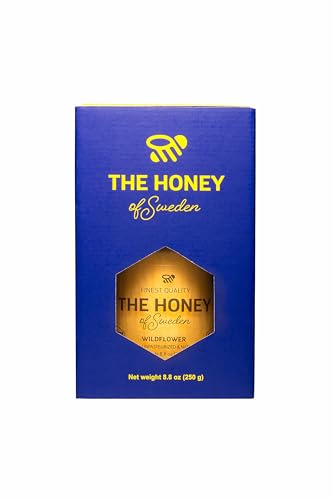 THE HONEY OF SWEDEN Pure Raw & Creamy Wildflower Unpasteurized Swedish Gourmet Honey, Award-winning Quality and Taste, Traceable from Our Hives to Your Table, Glass Jar 8.8oz (250g)