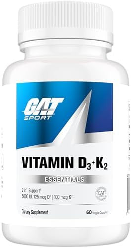 Gat Sport Vitamin D3 K2 5000 Iu (125 Mcg) Vitamin D 60 Day Supply Dietary Supplement 60 Veggie Caps