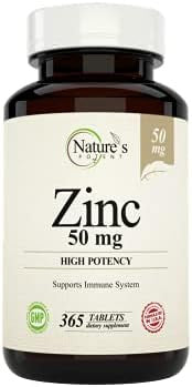Nature'S Potent Zinc 50 Mg, Immune Support Supplement - High Potency For Maximum Immune & Antioxidant Health - Made In Usa From Natural Zinc Oxide - 365 Tablets (1 Year Supply)