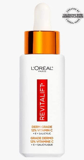 L'Oreal Paris Revitalift Derm Intensives Derm Grade 12% Vitamin C + E + Salicylic Serum 1.0 Fl. Oz. 0.32 Pounds