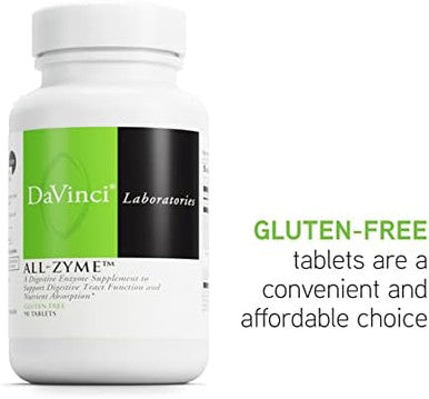 Davinci Labs Allzyme Dietary Supplement To Support Digestive Tract Function And Nutrient Absorption With Calcium Pepsin Bromelain Papain Pancreatin And More Gluten 90 Tablets