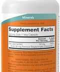 NOW Foods Supplements Iron 18 mg NonConstipating* Essential Mineral 120 Veg Capsules