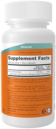 NOW Foods Supplements Iron 18 mg NonConstipating* Essential Mineral 120 Veg Capsules