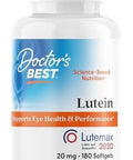 Doctor'S Best Lutein 20 Mg Supports Eye Health & Performance Nongmo Gluten 180 Softgels