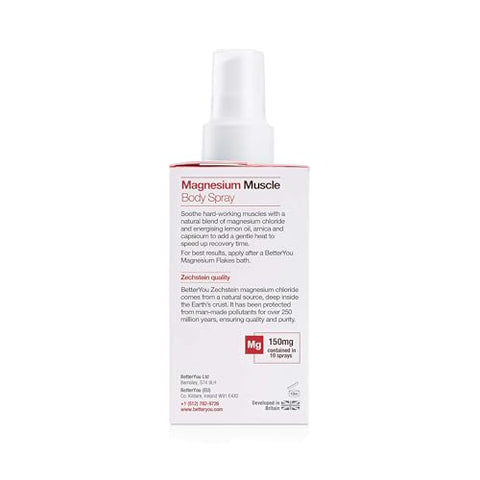 Betteryou Magnesium Muscle Body Spray Muscle Relief Spray Magnesium Arnica And Lemon Oil Gentle Heat For Muscle And Joint Recovery 3.38 Oz