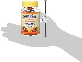 Sunkist Vitamin C, Gummy, Mixed Fruit Flavour, 125 mg, 60 Count