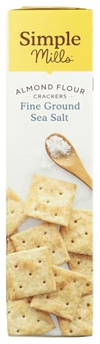 Simple Mills Almond Flour Crackers Fine Ground Sea Salt Gluten Vegan Healthy Snacks 4.25 Ounce (Pack of 1)