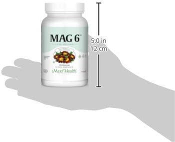 Maxi Health MAG 6 - Magnesium - with Vitamin B6 - Kidney Stones Support - 120 Capsules - Kosher