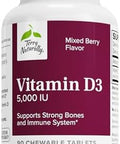 Terry Naturally Vitamin D3 Bone Health & Bone Strength Supplement Dietary Supplement For Immune System & Brain Support 5000 Iu Vitamin D Tablets With Mixed Berry Flavor 90 Chewable Tablets