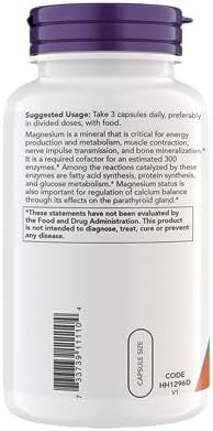 Now Supplements Magnesium Citrate Enzyme Function Nervous System Support Critical For Enzyme Function Gluten Vegan Kosher Nongmo 360 Vegetarian Capsules