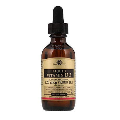 Solgar Liquid Vitamin D3 125 Mcg (5 000 Iu) - 2 Fl Oz - Delicious Natural Orange Flavor - Helps Maintain Healthy Bones & Teeth - Immune System Support - Gluten Free Dairy Free Kosher - 59 Servings