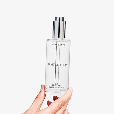 Lake & Skye Santal Gray Body Oil 3.4 Fl Oz (100 Ml) Hydrating With Vitamin E & Sweet Almond Oil - Woody Scent