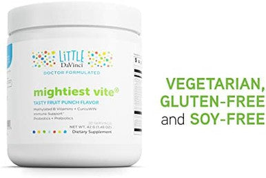 Davinci Little Mightiest Vite Multivitamin For Kids With Probiotics & Prebiotics Supports Immune System Function Gut Health & Brain Health Fruit Punch Flavor 30 Servings (42 G)